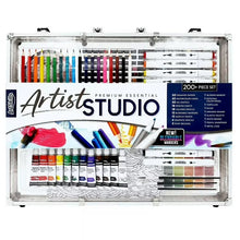ArtSkills drawing supply kit case open with colorful pens, pencils, and paint tubes