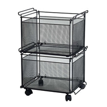 Artesa Presa stacking storage basket set, black mesh panels, with 4 rolling wheels
