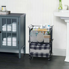 Artesa Presa Set of 2 Stacking Storage Baskets with Wheels