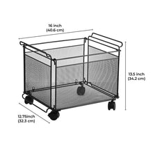 Artesa Presa stacking storage basket set, black mesh frame with top handle and wheels