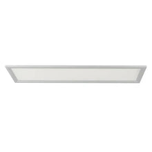 Rectangular flat panel LED ceiling light with white diffuser and silver frame
