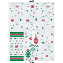 Winter paper napkins showing front and back with snowflake and ornament prints