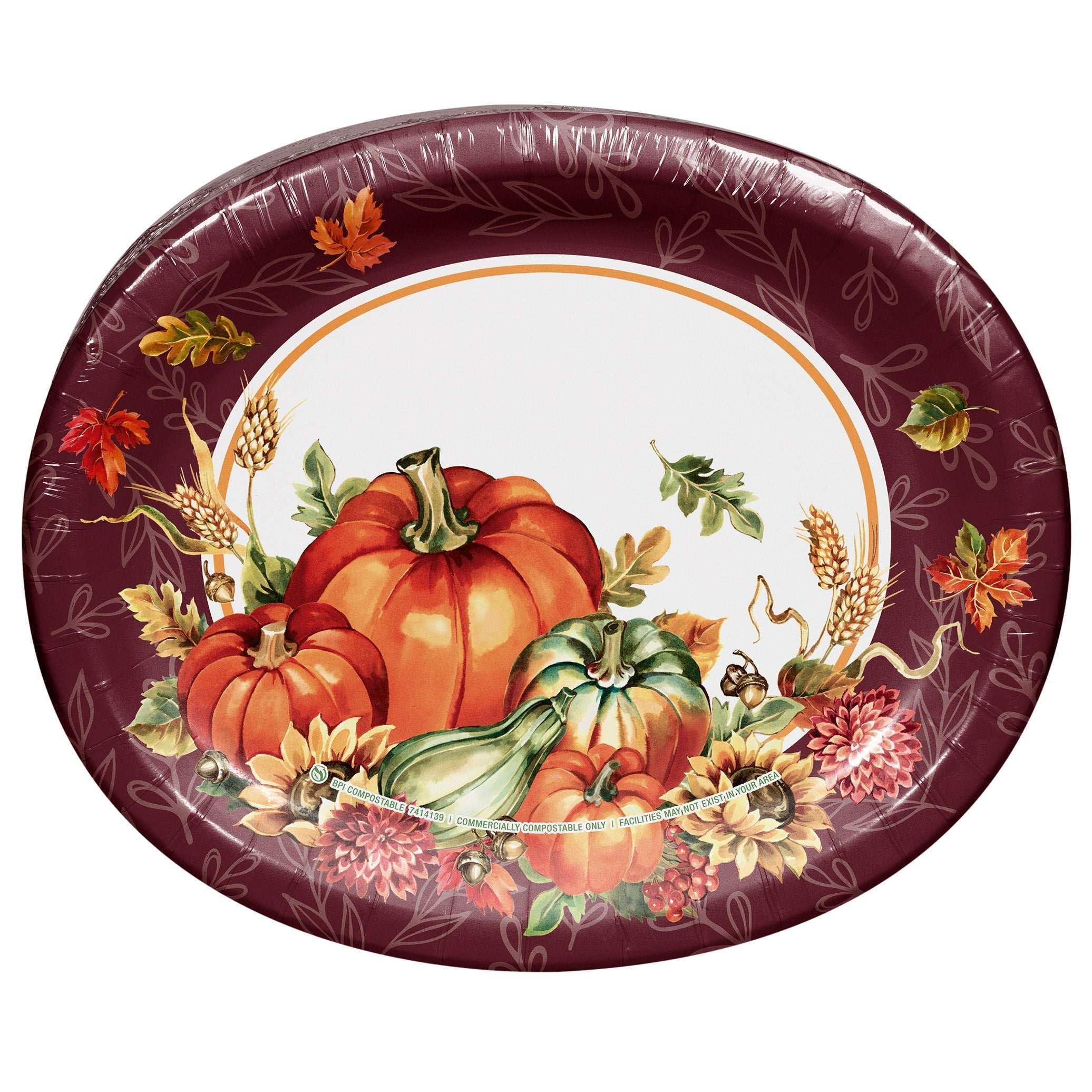 Artstyle Oval Paper Plate and Napkin Bundle, Spectacular Harvest, 200-count - USA MEGA SHOP