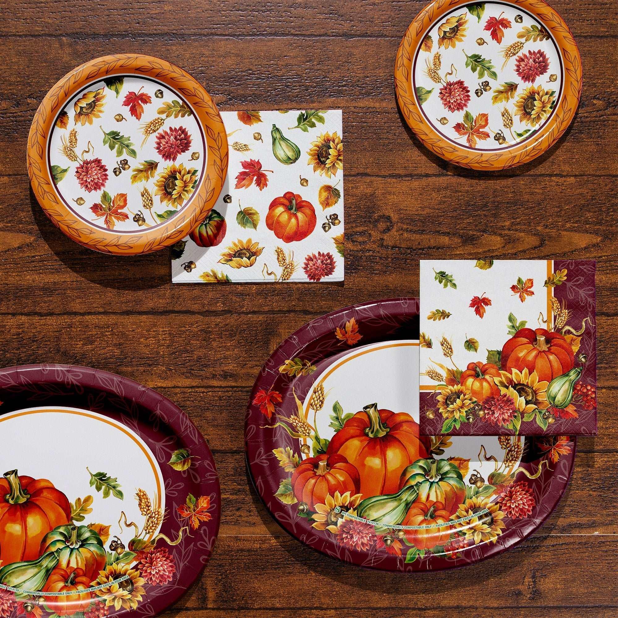 Artstyle Oval Paper Plate and Napkin Bundle, Spectacular Harvest, 200-count - USA MEGA SHOP