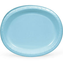 Artstyle oval paper plate, light blue, ridged rim, full view