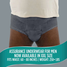 Men's gray incontinence underwear briefs, full coverage on wearer