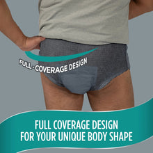 Men's incontinence briefs, dark gray waistband, full-coverage brief cut