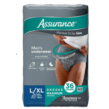 Men's incontinence underwear pack, L/XL, maximum absorbency, 36 count, grey briefs