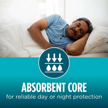 Adult resting in bed with belted incontinence care protection concept