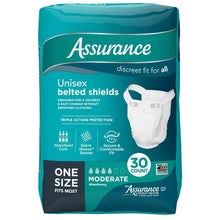 Unisex belted shields package, moderate absorbency, one size, 30 count