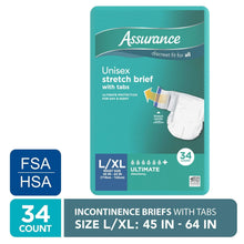 Unisex stretch briefs with tabs, size L/XL, white briefs (34 count) in retail box