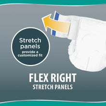 White unisex stretch briefs with blue tabs and highlighted flex-right stretch panels