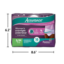Assurance women's overnight incontinence underwear, S/M, 16 count absorbency
