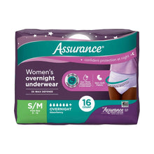 Assurance women’s overnight incontinence underwear pack, S/M, 16 count