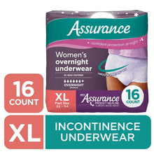 Assurance women's overnight underwear XL, pack of 16, purple teal box