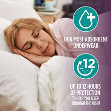 Light purple overnight underwear brief visible under sleepwear on model