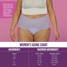 Lavender women’s incontinence underwear briefs, size L, full coverage fit