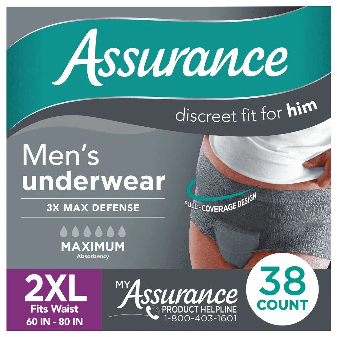 Assurance Men's Incontinence Underwear, XXL, Maximum Absorbency, 19 Count