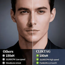Electric foil shaving comparison on two faces, close-up