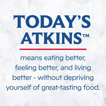Atkins promotional card reading “means eating better, feeling better, and living better”