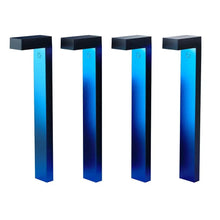 Set of 4 smart Wi‑Fi pathway lights, black posts with blue glowing panels