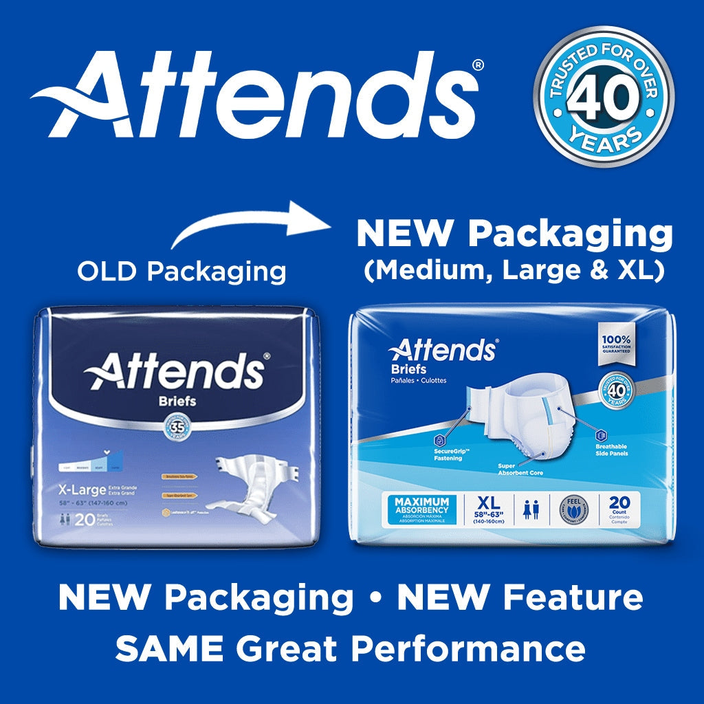 Attends Adult Incontinence Brief M Heavy Absorbency Contoured, DDA20, Heavy to Severe, 24 Ct