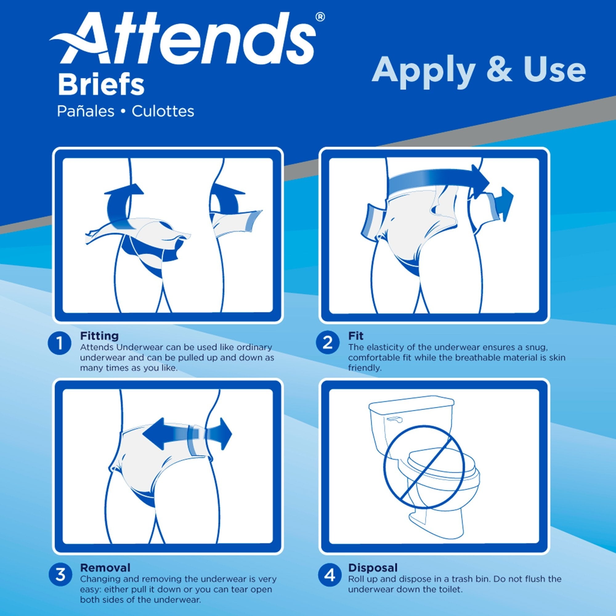 Attends Adult Incontinence Brief M Heavy Absorbency Contoured, DDA20, Heavy to Severe, 24 Ct