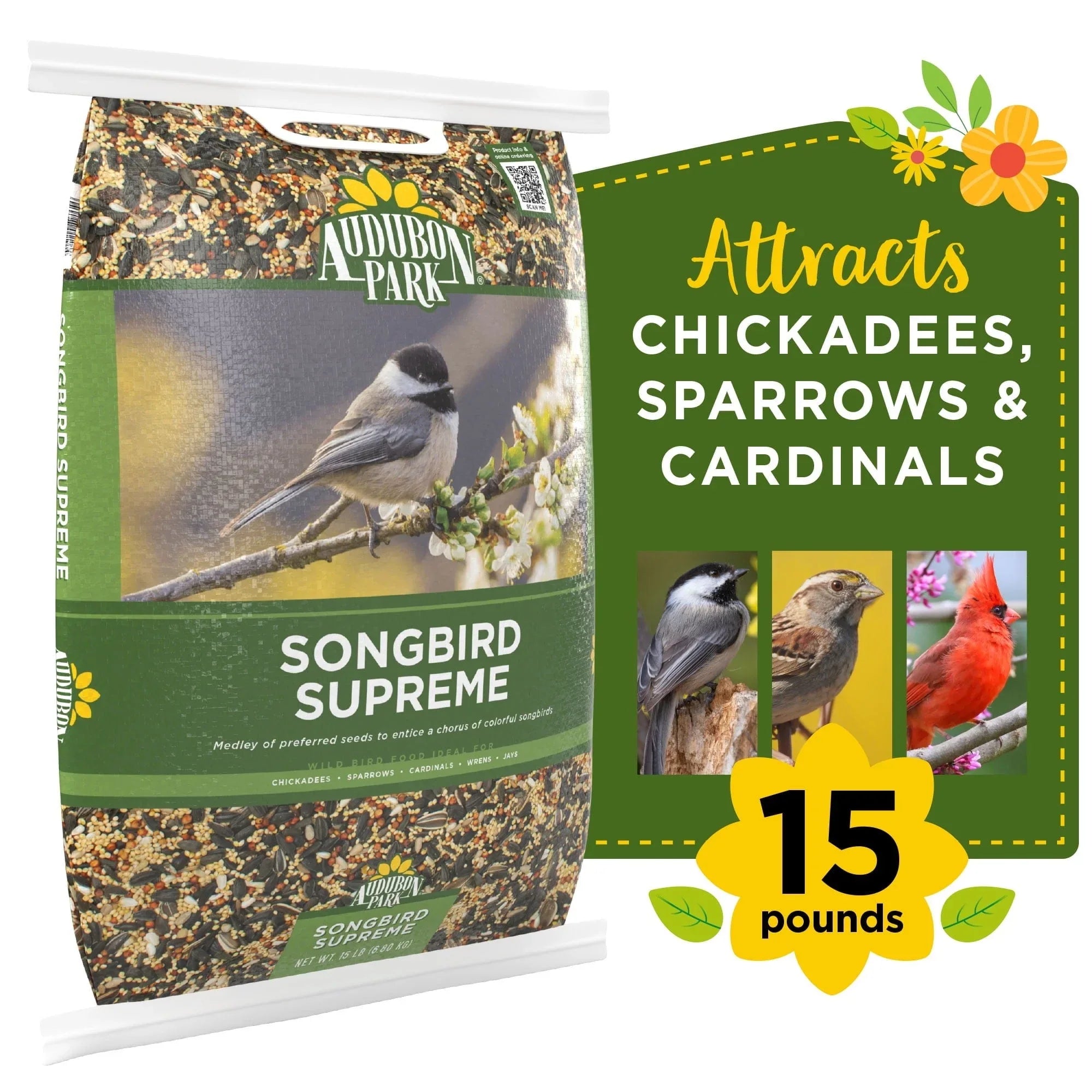 Audubon Park Songbird Supreme Wild Bird Food, Dry, 1 Count per Pack, 15 lbs. - USA MEGA SHOP