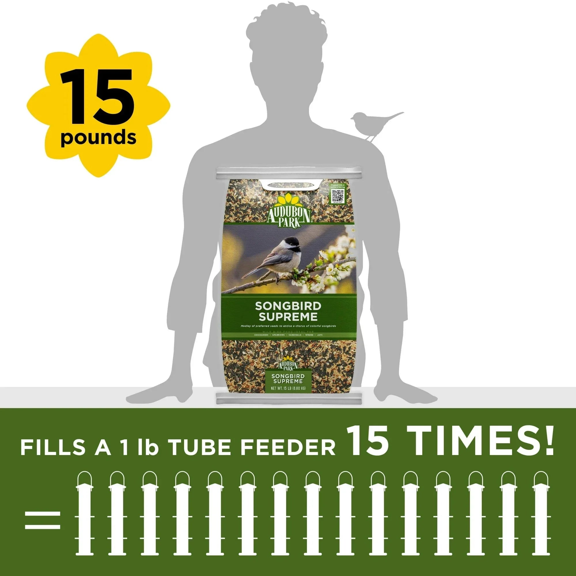 Audubon Park Songbird Supreme Wild Bird Food, Dry, 1 Count per Pack, 15 lbs. - USA MEGA SHOP