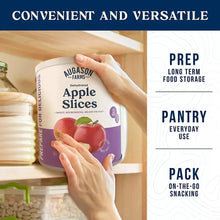 Dehydrated apple slices can held by hands in pantry for everyday use