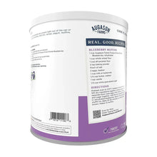 Freeze-dried whole blueberries can back panel with directions and ingredient info