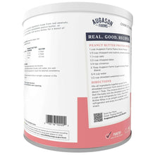 Augason Farms Peanut Butter Powder can back with directions and ingredients panel