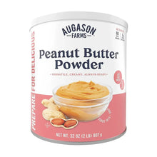 Augason Farms peanut butter powder can, front label