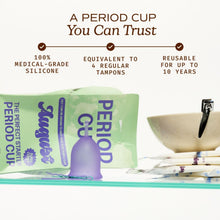 Purple period cup with storage pouch and packaging box, 1 count