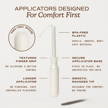 Tampon applicator design with textured finger grip and smooth rounded tip