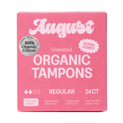 August Organic Cotton Regular Tampons, 24 Count (PACK OF 3 )