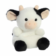 White and black cow plush standing pose, beige snout and black hooves