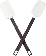 Silicone spatula and scraper set, two long white blades with dark handles