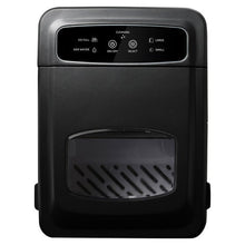 Black countertop ice maker front with control buttons and viewing window