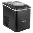 Black countertop bullet ice maker with silver trim and vented side panel