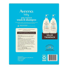 Aveeno baby daily moisture wash & shampoo value twin pack box back panel