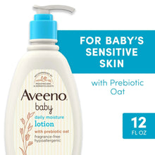 Aveeno baby daily moisture lotion bottle, blue pump, 12 fl oz