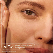 Facial wipe gently applied around eye area on face
