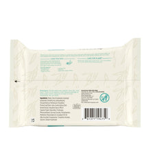 Cream facial wipes pack back panel with barcode and care instructions