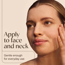 Face moisturizer applied to cheek and neck, close-up skin smoothing