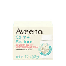 Aveeno Calm+ Restore face cream box with jar shown at side