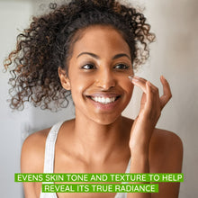 Facial moisturizer applied near the eye area on a woman’s cheek