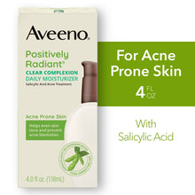 Aveeno Positively Radiant acne daily moisturizer, 4 fl oz bottle and box