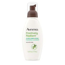 Aveeno Positively Radiant clear complexion foaming cleanser bottle with brown pump