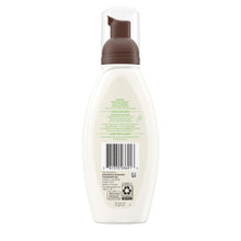 Aveeno Positively Radiant foaming cleanser bottle back view with barcode and pump